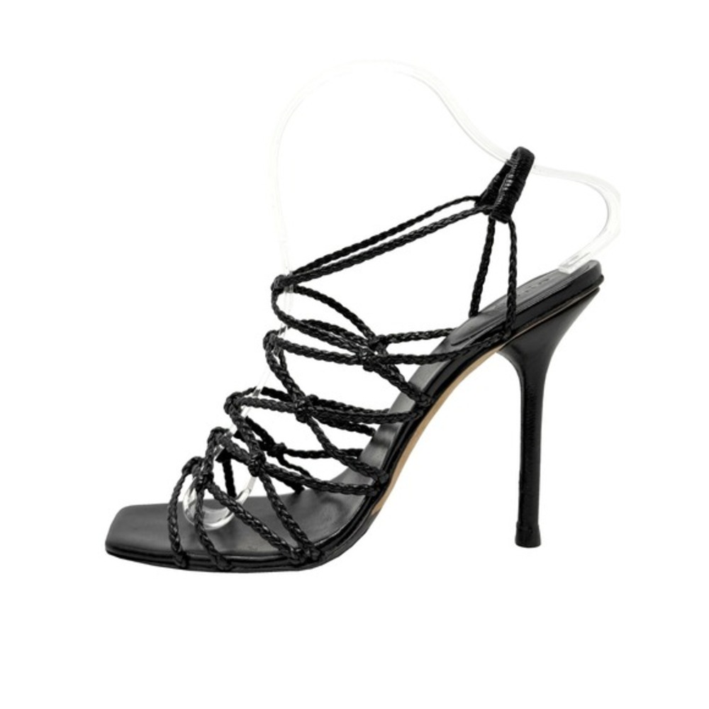 Gucci Black Strappy Heels Braided Leather Sandals 7.5 Y2K Tom‎ Ford